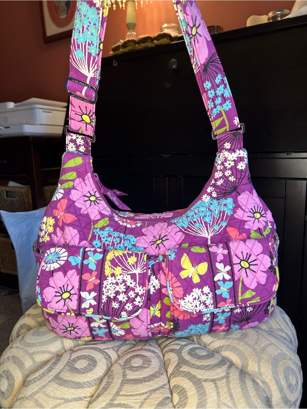 Vera Bradley Flutterby Quilted Floral Shoulder Cargo Sling